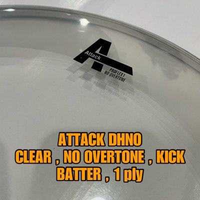 ATTACK 1-PLY NO OVERTONE BASS DRUMHEAD 18INCH DHNO18