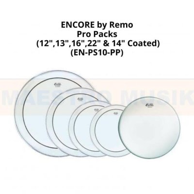 REMO ENCORE HEAD DRUM PRO PACK EN-PS10-PP - SIZE 12", 13", 16", 22" CLEAR + 14" COATED
