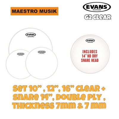 EVANS 3-TOMPACK G2 CLR ROCK(10,12,16)+ SNARE 14 HDDRY EPPP-G2HDD-R