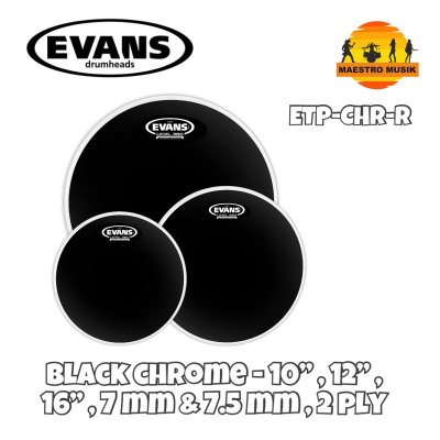 EVANS 3-TOMPACK BLACK CHROME ROCK (10,12,16) ETP-CHR-R