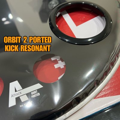 ATTACK ORBIT SERIES CLEAR/WHITE PORTED 2 PLY BATTER DRUMHEAD 22INCH ORBIT2-22P