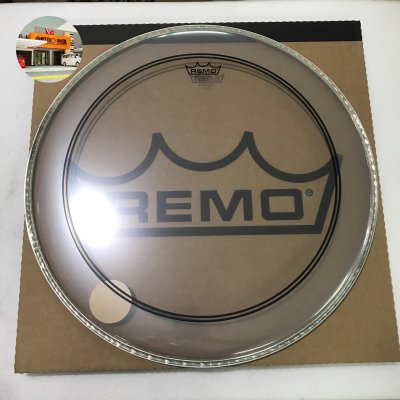 REMO DRUM HEAD POWERSTROKE3 P3-1322-C2 22" CLR. W/DOT - SIZE 22"