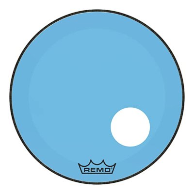 REMO DRUM HEAD COLORTONE POWERSTROKE 3 P3-1322-CT-BUOH 22INC BLUE W/HOLE - SIZE 22"