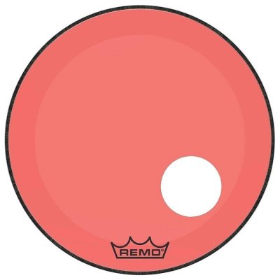 REMO DRUM HEAD COLORTONE POWERSTROKE 3 P3-1322-CT-RDOH 22INC RED W/HOLE - SIZE 22"