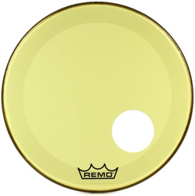 REMO DRUM HEAD COLORTONE POWERSTROKE 3 P3-1322-CT-YEOH 22INC YELLOW W/HOLE - SIZE 22"