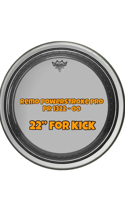 REMO DRUM HEAD POWERSTROKE PRO PR-1322-00 22INC CLR BASS - SIZE 22"