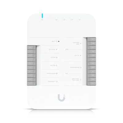Ubiquiti UniFi Door Hub รุ่น UA-Hub-Door ด้านหน้า พร้อมขั้วต่อสำหรับระบบควบคุมประตู