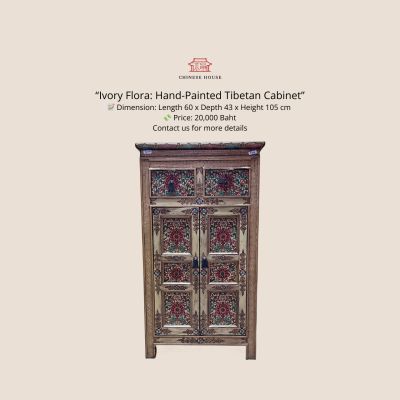 Ivory Flora: Hand-Painted Tibetan Cabinet