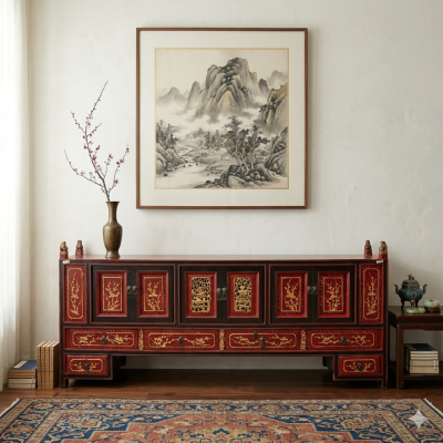 Gilded Elegance Fujian Antique Sideboard