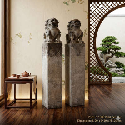 Shanxi Stone Guardian Lions | Modern Minimalist Antique Decoration