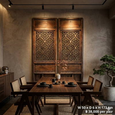 Authentic Antique Geometric Lattice Screen Panels