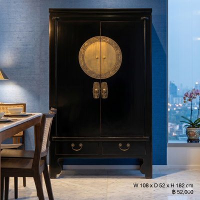 Elegant Black Lacquer Cabinet, Ningbo-Inspired Reproduction