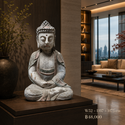 Serene Hebei Antique Buddha Wooden Statue