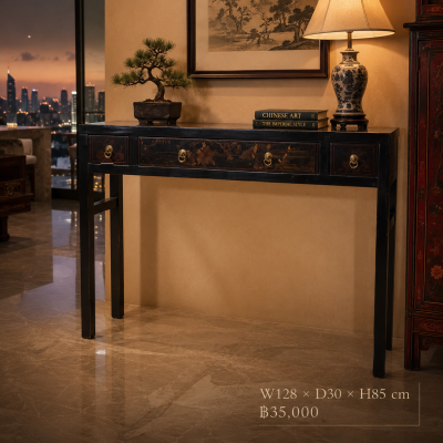 Elegant Zhejiang Antique Altar Table in Black Lacquer