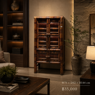 Warm Zhejiang Antique Cabinet with Ribbed Wooden Panels