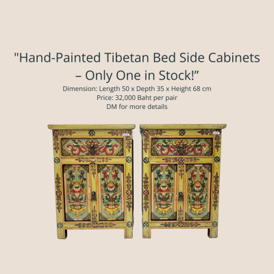 Hand-Painted Tibetan Bed Side Cabinets