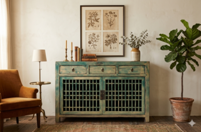 ตู้ลายมนต์ขลังสีเขียว