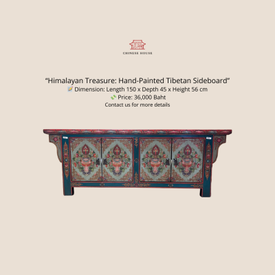 Himalayan Treasure: Hand-Painted Tibetan Sideboard