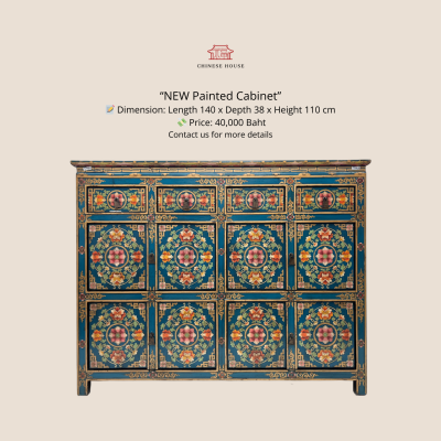 ตู้ไม้เพ้นท์ลายสวนบัวสวรรค์
