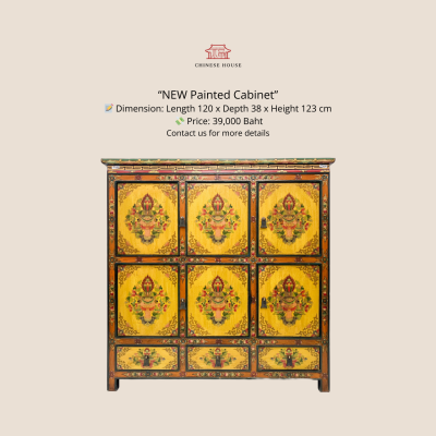 ตู้ไม้สีทองลายบัวสวรรค์