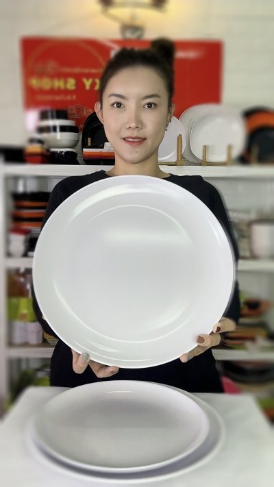 จานกลม ทรงใบบัว ใบใหญ่ | เมลามีน มีขนาด 10/11/13นิ้ว