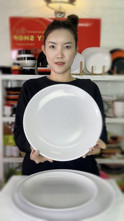 จานกลม ทรงใบบัว ใบใหญ่ | เมลามีน มีขนาด 10/11/13นิ้ว