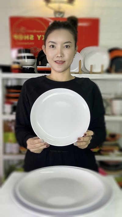จานกลม ทรงใบบัว ใบใหญ่ | เมลามีน มีขนาด 10/11/13นิ้ว