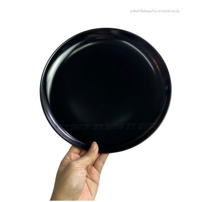 จานกลม 10 นิ้ว ทรงใบบัว | เมลามีน | สีขาว, สีดำ  TASABA