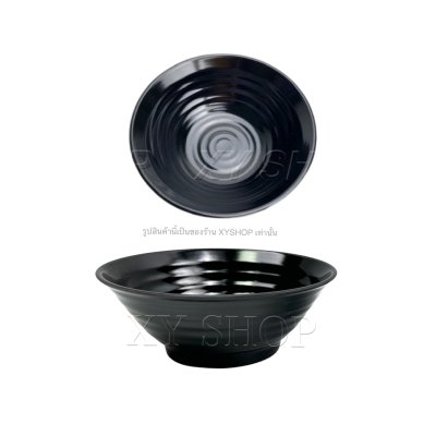 TASABA | ชามโคม 8 นิ้ว ลายลอน | เมลามีน เนื้อหนา | สีดำเงา, สีขาวเงา