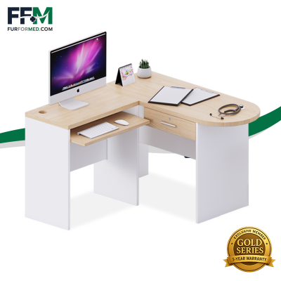 FT-108 โต๊ะตรวจแพทย์ตัวแอล ปลายโค้ง สำหรับห้องตรวจ