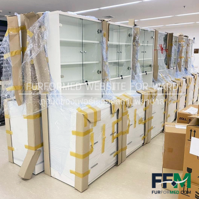 ตู้จัดยา โรงพยาบาล สถานพยาบาล พร้อมกระจก และช่องสต๊อกยา