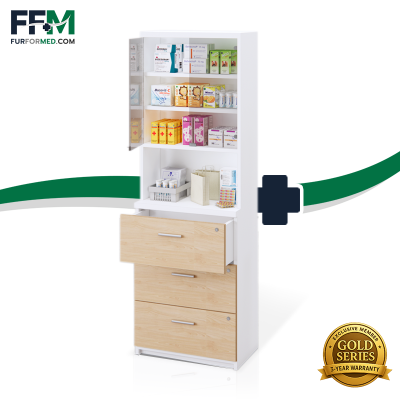 ตู้ยา ห้องจ่ายยา สถานพยาบาล พร้อมกระจก และลิ้นชักสต๊อกยา