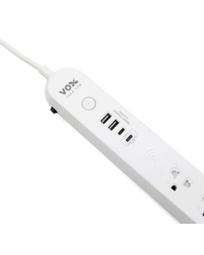 รางปลั๊ก รุ่น NOVA 3 เมตร-สีขาว / 3 ช่อง 1-สวิทช์ / 2-USB / 1-TypeC / 1-TypeC-20w / VOX NVPD-3141
