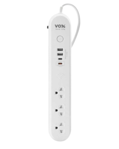 รางปลั๊ก รุ่น NOVA 3 เมตร-สีขาว / 3 ช่อง 1-สวิทช์ / 2-USB / 1-TypeC / 1-TypeC-20w / VOX NVPD-3141