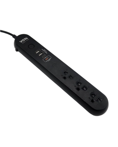 รางปลั๊ก รุ่น NOVA 3 เมตร-สีดำ / 3 ช่อง 1-สวิทช์ / 2-USB / 1-TypeC / 1-TypeC-20w / VOX NVPD-3141