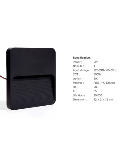 โคมไฟติดผนัง สีดำ / LED 2w/ww / SL-10-TER-03-2W30-WBK