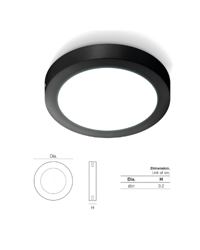 โคมติดลอย ทรงกลม ขอบดำ 18W / WW / SLP-3-SATURN-B-SM-1830K