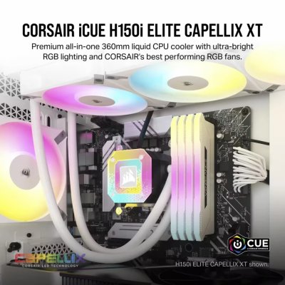 CPU LIQUID COOLING CORSAIR H150I ELITE CAPELLIX XT WHITE