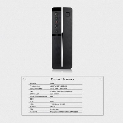 CASE VENUZ SLIM MICRO-ATX 103A BLACK/SLIVER WITH PSU 200W