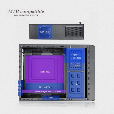 CASE VENUZ SLIM MICRO-ATX 103A BLACK/SLIVER WITH PSU 200W