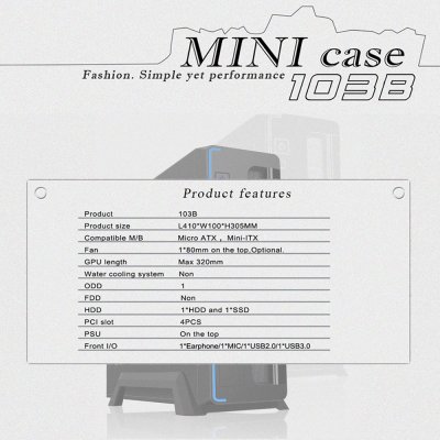 CASE VENUZ SLIM MICRO-ATX 103B BLACK/GREEN WITH PSU 200W