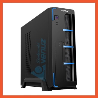 CASE VENUZ SLIM MICRO-ATX 103B BLACK/BLUE WITH PSU 200W