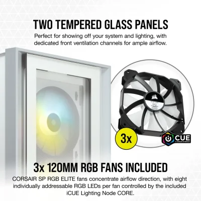CASE CORSAIR ICUE 4000X RGB TEMPERED GLASS CASE CORSAIR ICUE 4000X RGB TEMPERED GLASS