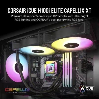 CPU LIQUID COOLING CORSAIR H100I ELITE CAPELLIX XT