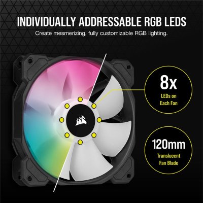 CORSAIR FAN CASE SP120 RGB ELITE BLACK PACK 1 CORSAIR FAN CASE SP120 RGB ELITE BLACK PACK 1