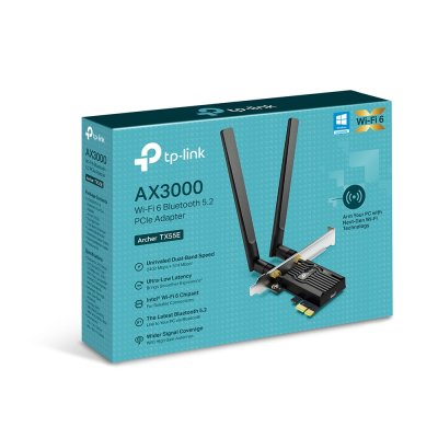 PCIe Wireless Adapter TX55E TP-LINK AX3000 Wi-Fi 6 Bluetooth 5.2 PCIe Wireless Adapter TX55E TP-LINK AX3000 Wi-Fi 6 Bluetooth 5.2
