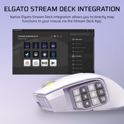 MOUSE GAMING CORSAIR SCIMITAR ELITE WIRELESS SE - WHITE (CH-9314011-AP)