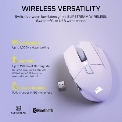 MOUSE GAMING CORSAIR SCIMITAR ELITE WIRELESS SE - WHITE (CH-9314011-AP)