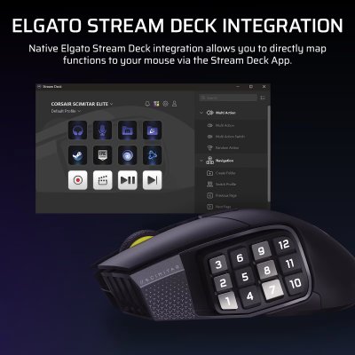 MOUSE GAMING CORSAIR SCIMITAR ELITE WIRELESS SE - BLACK (CH-9314014-AP)