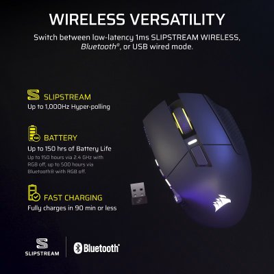MOUSE GAMING CORSAIR SCIMITAR ELITE WIRELESS SE - BLACK (CH-9314014-AP)